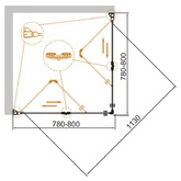 Душевой угол Cezares Eco-O-AS-2-80-C-Cr 800x800 хром прозрачное стекло