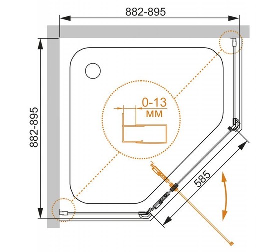 Душевой угол Cezares Eco-O-P-1-90-C-Nero 900x900 черный прозрачное стекло