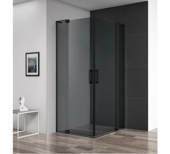 Душевой угол Cezares Slider-A-2-90/100-GRIGIO-Nero 900x900 черный тонированное стекло