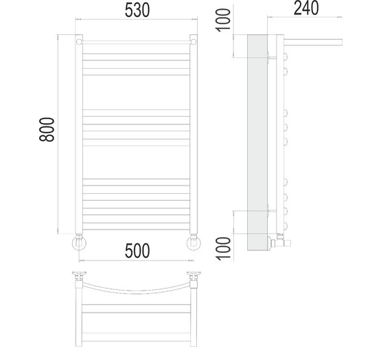 Полотенцесушитель водяной Terminus Енисей 500x800 П10 3-3-4