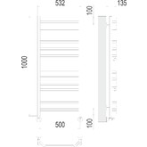Полотенцесушитель водяной Terminus Виктория 500x1000 П20  4-6-6-4