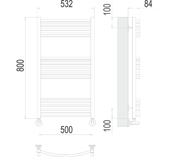 Полотенцесушитель водяной Terminus Классик 500x800 П16  5-6-5