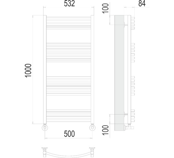 Полотенцесушитель водяной Terminus Классик 500x1000 П20  4-6-6-4