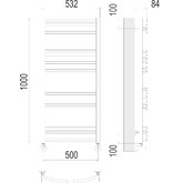 Полотенцесушитель водяной Terminus Классик 500x1000 П20  4-6-6-4