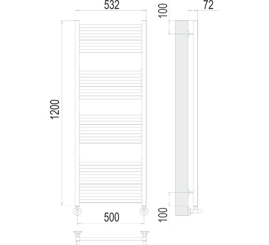 Полотенцесушитель водяной Terminus Аврора 500x1200 П22  7-5-5-5