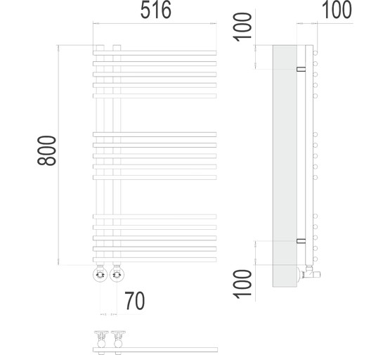 Полотенцесушитель водяной Terminus Астра 70x800 П15 5-5-5 м/о 700