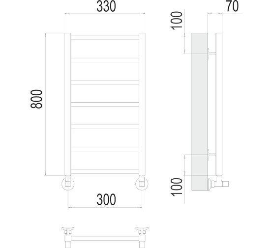 Полотенцесушитель водяной Terminus Контур 300x800 П7