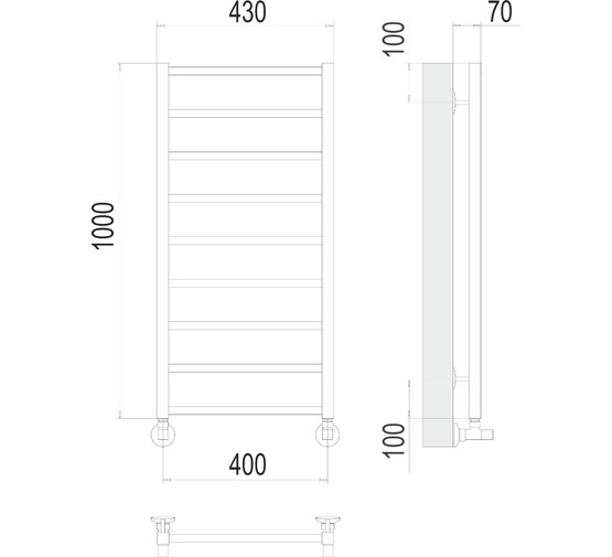 Полотенцесушитель водяной Terminus Контур 400x1000 П9