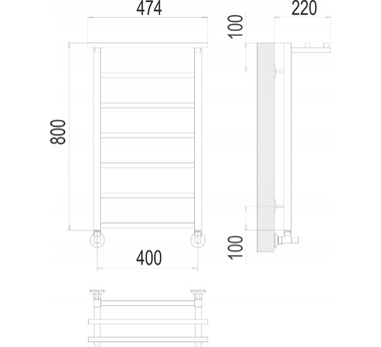 Полотенцесушитель водяной Terminus Контур с полкой 400x800 П7