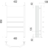 Полотенцесушитель электрический Terminus Виктория 400х650 П6 