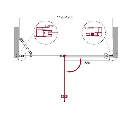 Душевая дверь BelBagno ETNA-B-12-60/60-C-Cr хром, прозр.стекло 