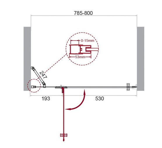 Душевая дверь BelBagno KRAFT-B-12-60/20-C-Cr-L 80 см хром, прозр.стекло 