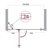 Душевая дверь BelBagno KRAFT-B-12-60/20-C-Cr-L 80 см хром, прозр.стекло 