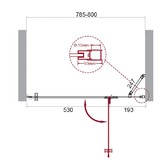 Душевая дверь BelBagno KRAFT-B-12-60/20-C-Cr-R 80 см хром, прозр.стекло 