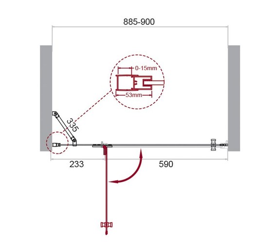 Душевая дверь BelBagno KRAFT-B-12-60/30-C-Cr-L 90 см хром, прозр.стекло 