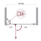 Душевая дверь BelBagno KRAFT-B-12-60/30-C-Cr-L 90 см хром, прозр.стекло 