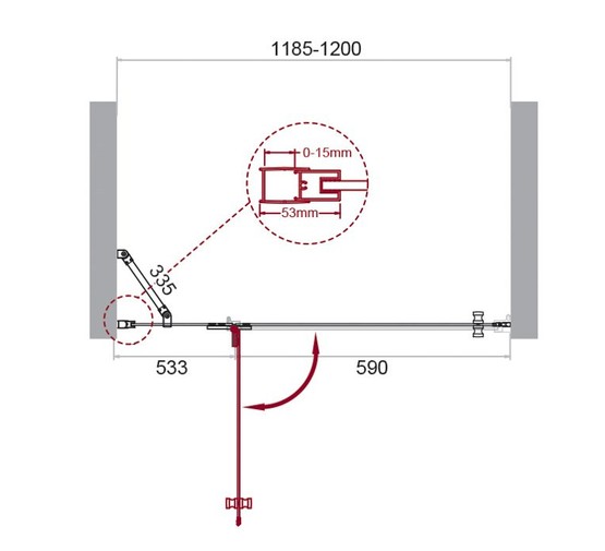 Душевая дверь BelBagno KRAFT-B-12-60/60-C-Cr-L 120 см хром, прозр.стекло 