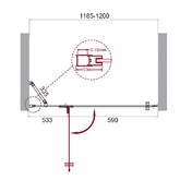 Душевая дверь BelBagno KRAFT-B-12-60/60-C-Cr-L 120 см хром, прозр.стекло 