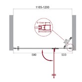 Душевая дверь BelBagno KRAFT-B-12-60/60-C-Cr-R 120 см хром, прозр.стекло 