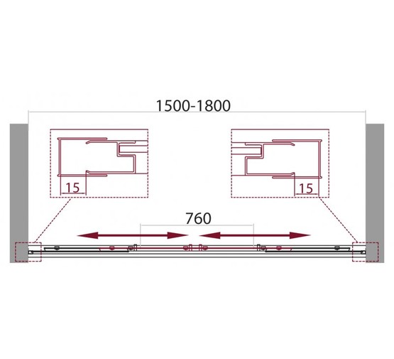 Шторка для ванны BelBagno UNIQUE-VF-2-150/180-140-C-Cr 1500/1800x1500 хром, прозр.стекло 