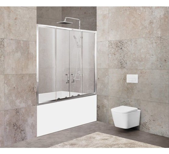 Шторка для ванны BelBagno UNIQUE-VF-2-150/180-140-P-Cr 1500/1800x1500 хром, текстур.стекло 