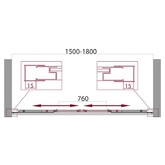 Шторка для ванны BelBagno UNIQUE-VF-2-150/180-140-P-Cr 1500/1800x1500 хром, текстур.стекло 