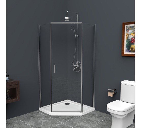 Душевой угол BelBagno UNO-195-P-1-90-C-Cr 900x900 хром, прозр.стекло 