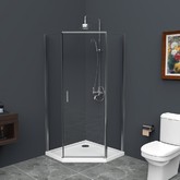 Душевой угол BelBagno UNO-195-P-1-90-C-Cr 900x900 хром, прозр.стекло 