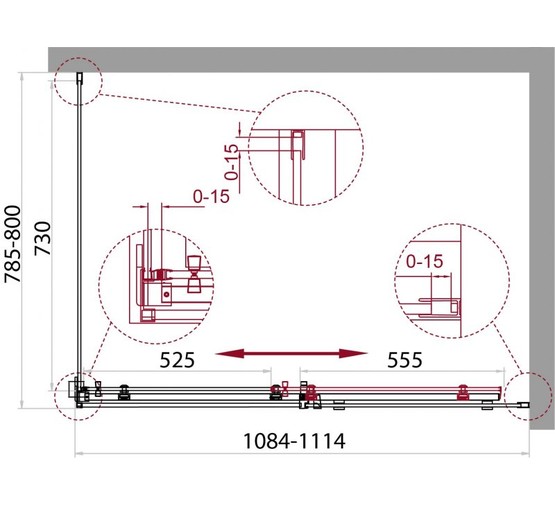 Душевой угол BelBagno Acqua-A-1-110/80-C 1100x800 прозр.стекло 