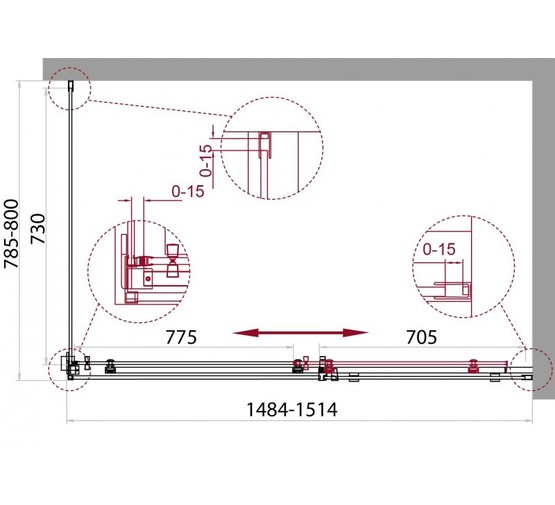 Душевой угол BelBagno Acqua-A-1-150/80-C 1500x800 прозр.стекло 