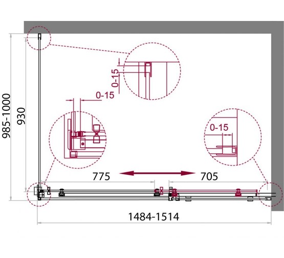 Душевой угол BelBagno Acqua-A-1-150/100-C 1500x1000 прозр.стекло 