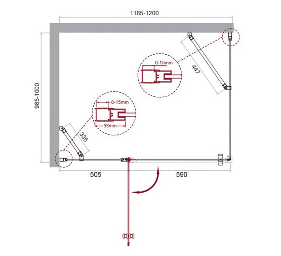 Душевой угол BelBagno ETNA-AH-12-120/100-C-Cr 1200x1000 хром, прозр.стекло 