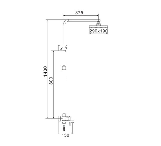 Душевая система Rose R2836H черный матовый