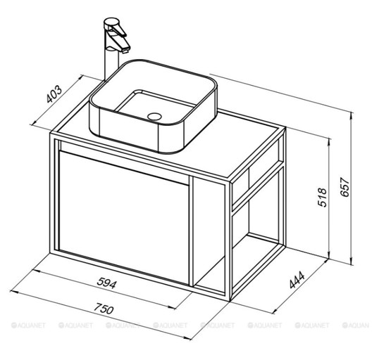 Тумба подвесная Aquanet Nova Lite LOFT 75 L белый