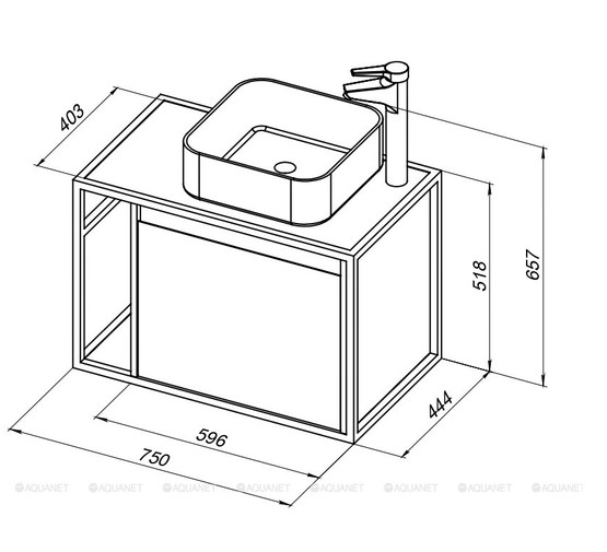 Тумба подвесная Aquanet Nova Lite LOFT 75 R белый