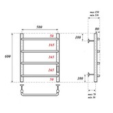 Полотенцесушитель электрический Point Ника П4 500x600, диммер справа, хром