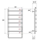 Полотенцесушитель электрический Point Ника П4 500x800, диммер справа, хром