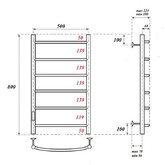 Полотенцесушитель электрический Point Афина П6 500x800, диммер слева, хром