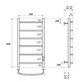 Полотенцесушитель электрический Point Афина П6 400x800, диммер справа, хром