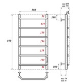 Полотенцесушитель электрический Point Виктория П6 500x800, диммер справа, хром