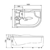 Акриловая ванна Gemy G9083 K L 180x121 с гидромассажем