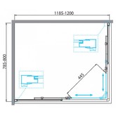 Душевой угол BelBagno DUE-AH-2-120/80-C-Cr 1200x800 хром, прозр.стекло 