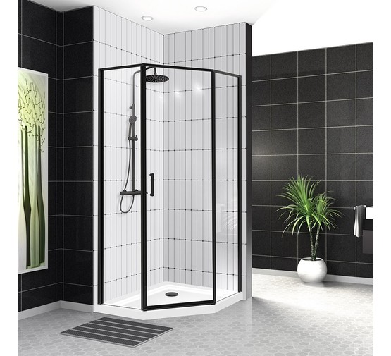 Душевой угол BelBagno UNO-195-P-1-90-C-Nero 900x900 черный матовый, прозр.стекло 