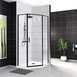 Душевой угол BelBagno UNO-195-P-1-90-C-Nero 900x900 черный матовый, прозр.стекло 