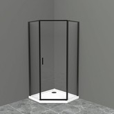 Душевой угол BelBagno UNO-195-P-1-90-C-Nero 900x900 черный матовый, прозр.стекло 