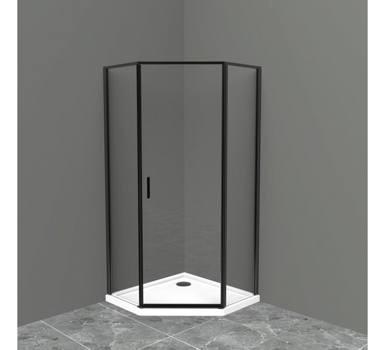 Душевой угол BelBagno UNO-195-P-1-100-C-Nero 1000x1000 черный матовый, прозр.стекло 