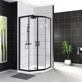 Душевой угол BelBagno UNO-195-P-2-90-C-Nero 900x900 черный матовый, прозр.стекло 