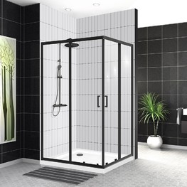 Душевой угол BelBagno Uno-195-AH-2-120/90-C 1200x900 черный матовый, прозр.стекло 