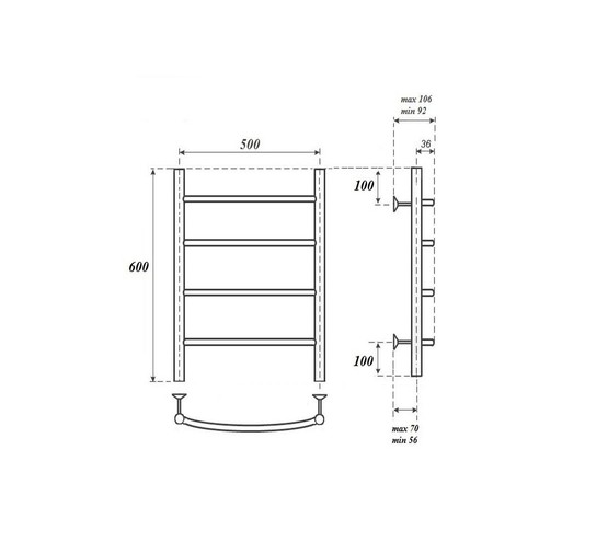 Полотенцесушитель водяной Point Афина 500x600 П4 бронза