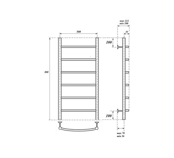 Полотенцесушитель водяной Point Афина 500x800 П6 бронза